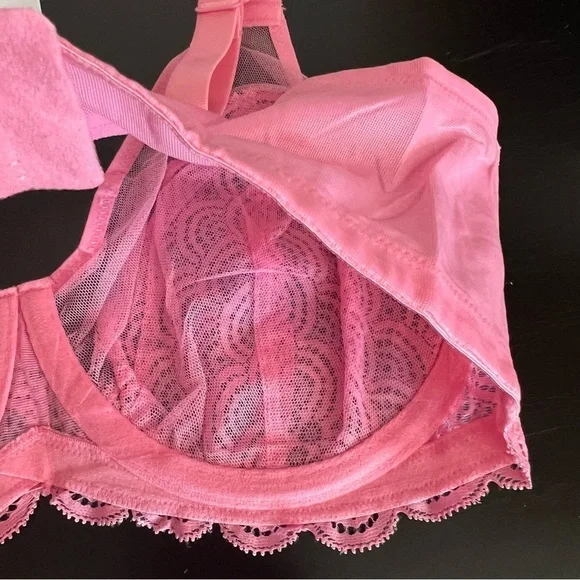Mermaid Scales bubblegum pink Lace Full Coverage Plus Size Underwire Bra 38C NIB - Picture 5 of 13